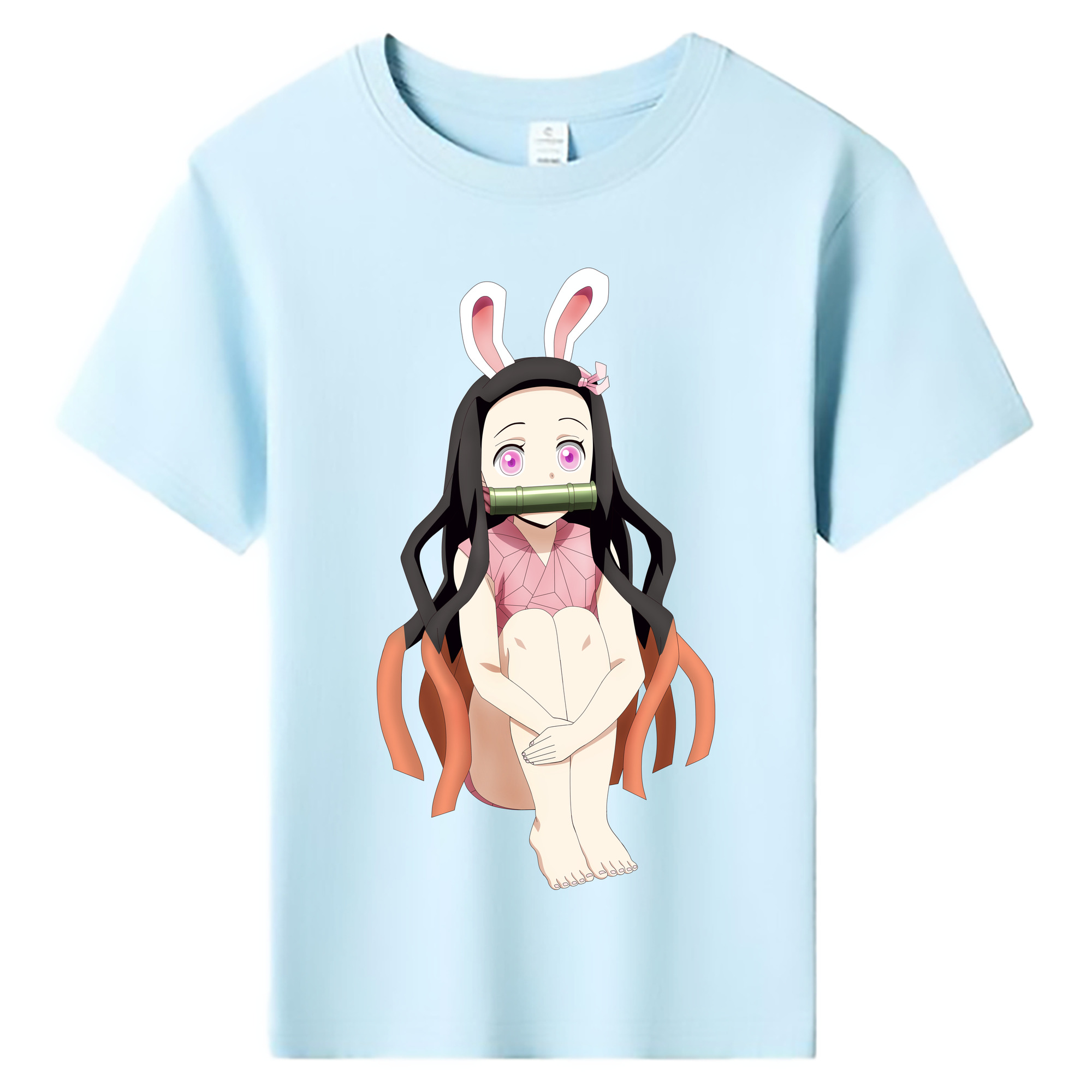 （画像用） 鬼滅の刃（きめつのやいば）竈門 禰󠄀豆子／かまど ねずこ Kamado Nezuko 綿100％キッズTシャツ（フロントプリント）